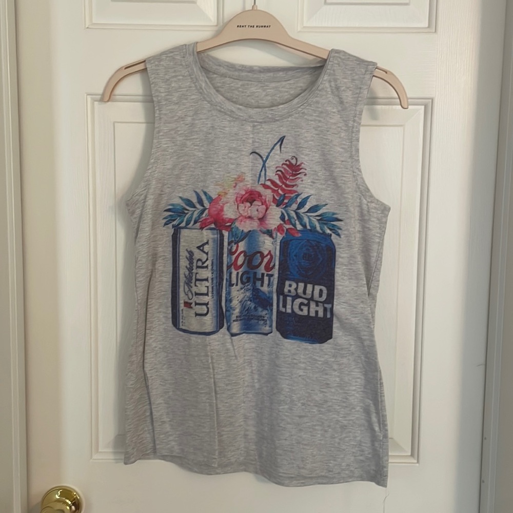 Medium beer and flower shirt